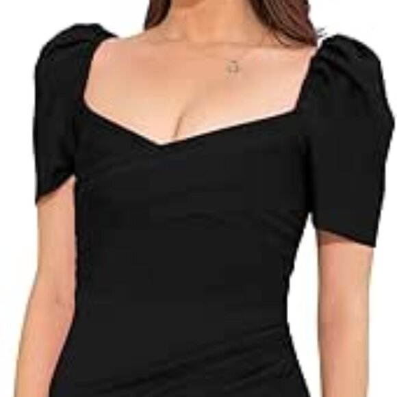 BAOSUU Midi Bodycon Dress Tummy Control Dress Sz: 12 Black - Picture 3 of 16